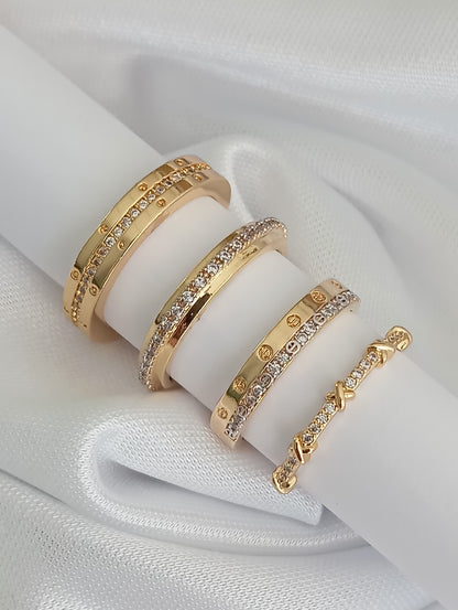 Thick Band Ring with One Sparkling Accents Strip