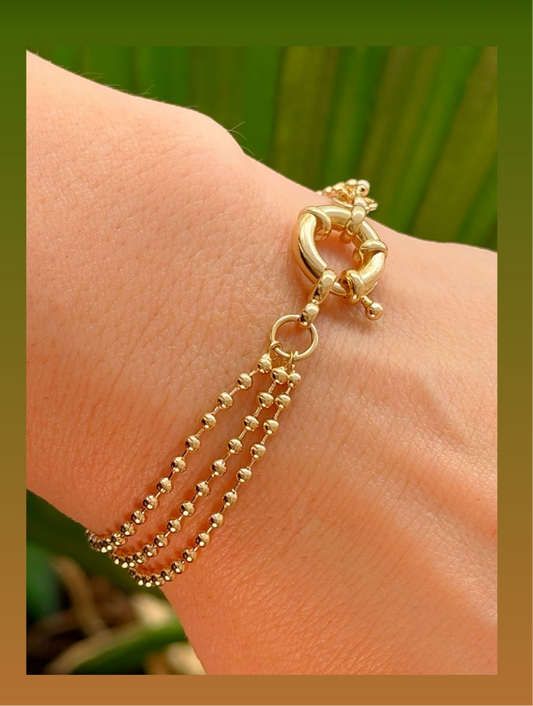 7 inches Bracelet with 3 Chains and Small Spheres