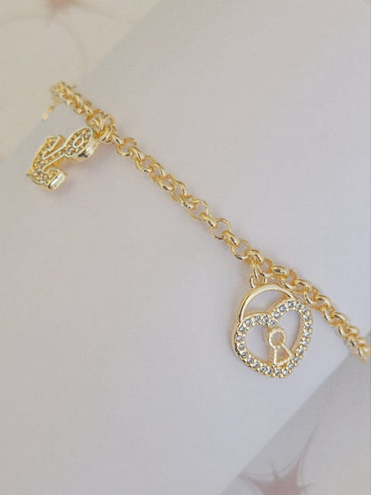 Anchor, Key, and Heart Charm Bracelet