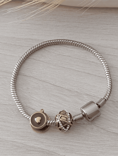 Stainless steel charm bracelet with snake chain  12017 ( Bracelet only (charms not included).