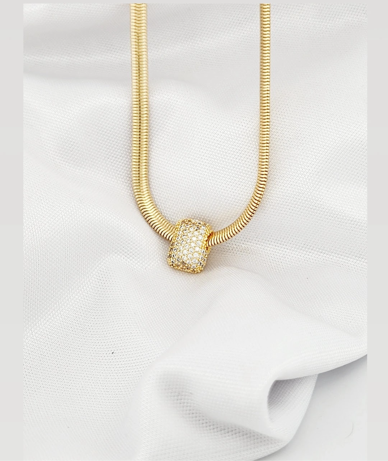 17.7-inch German cord necklace with a pavé square pendant 11481