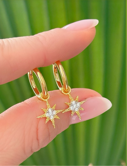 Smooth Hoop with Star Pendant