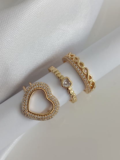 Double Band Ring with a Large Heart
