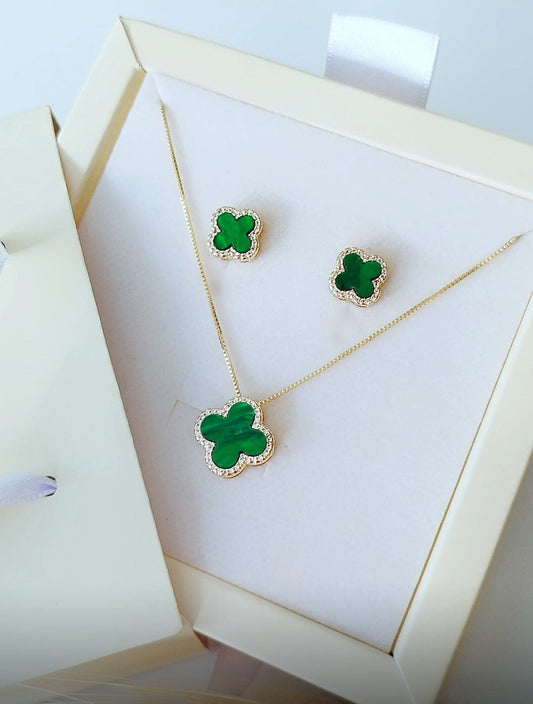 Steel clover set with 1 row of high-set zirconia 12247