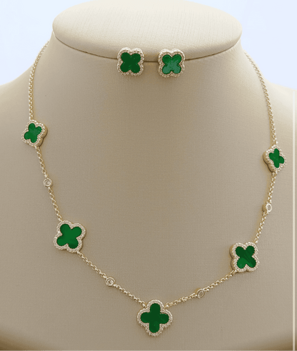 18-inch Necklace Featuring a Delicate Portuguese Link Chain with Five Sparkling Clover Charms