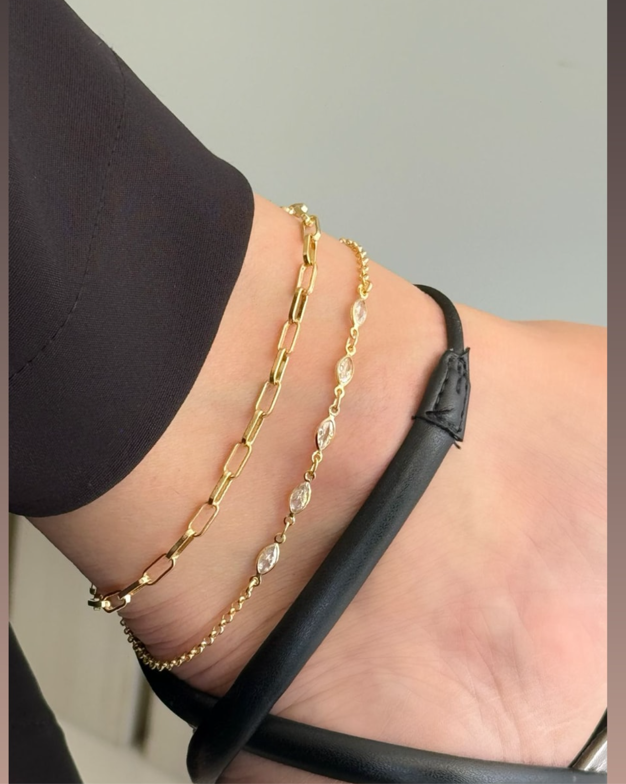 Double anklet with marquise stones 10150