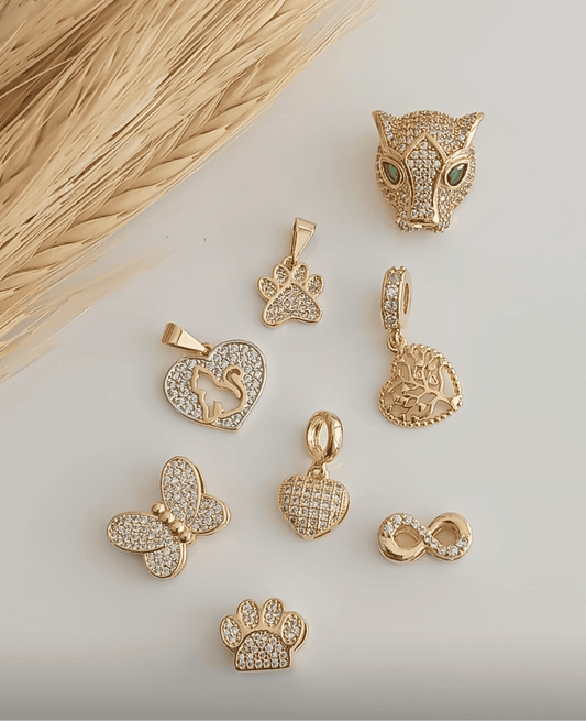 Pavé Heart Pendant with Cutout Cat