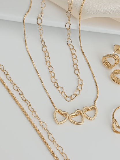 17 Inch Necklace with 3 Smooth Open Hearts
