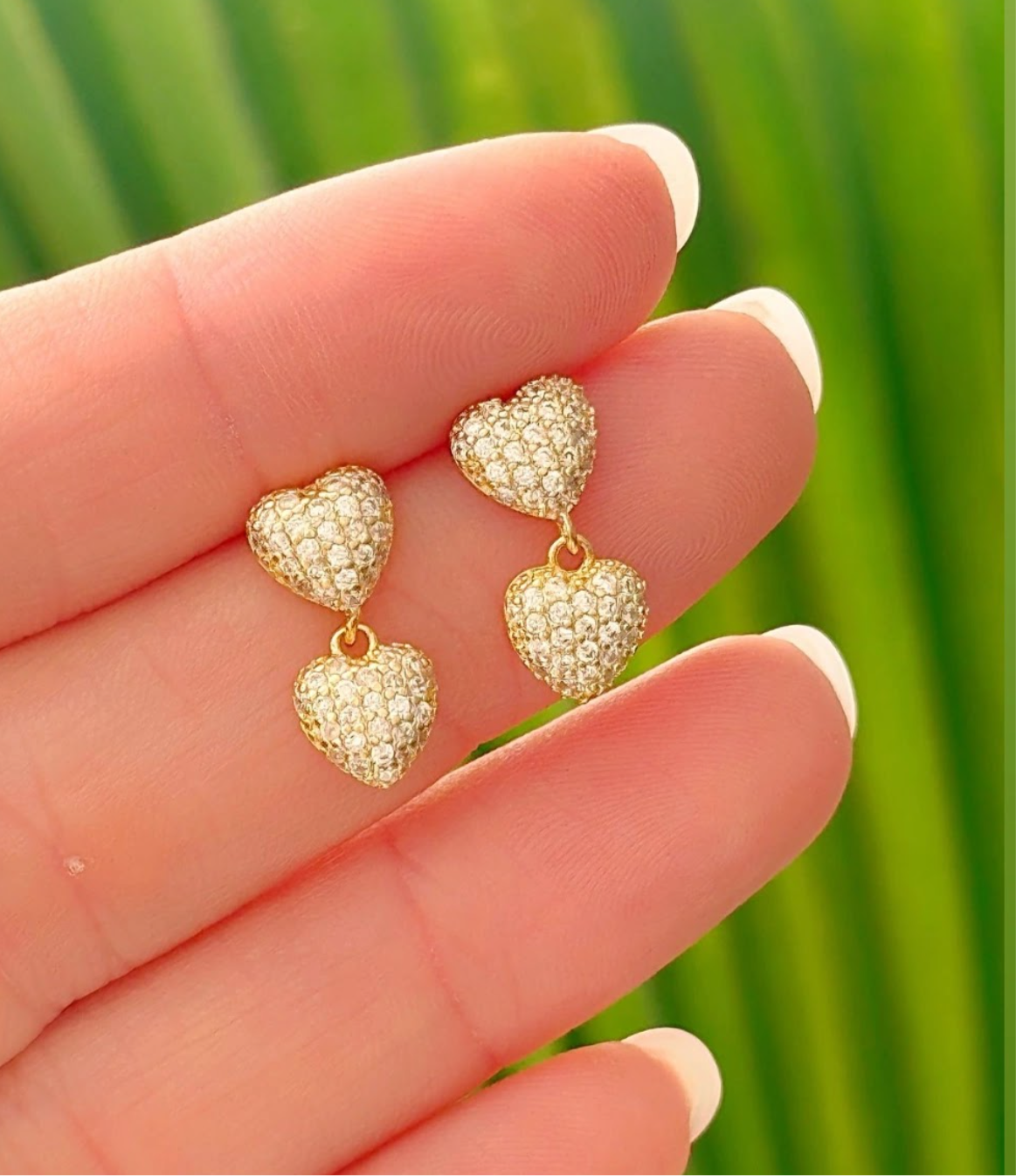 Small double heart pavé earring 12186