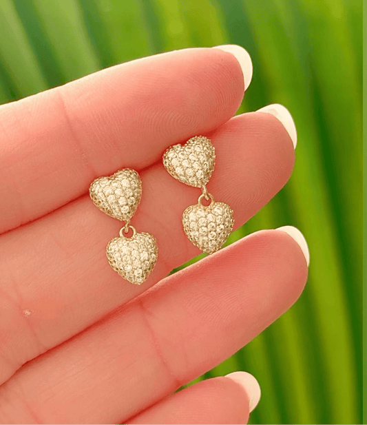 Small Double Heart Pavé Earring