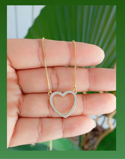 Heart Necklace with 1 Paved Strip 9856