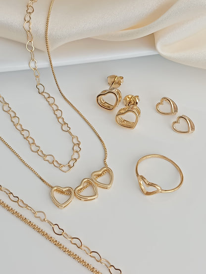 17 Inch Necklace with 3 Smooth Open Hearts