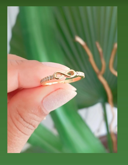 Band Ring with Pavé Setting and a Smooth Infinity Symbol