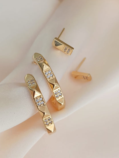 Sparkling Accents-cut Spike Hoop with Sparkling Accents