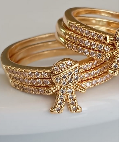 Triple Ring with BOY Design and Pavé Setting