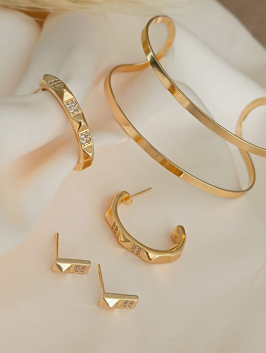 Sparkling Accents-cut Spike Hoop with Sparkling Accents