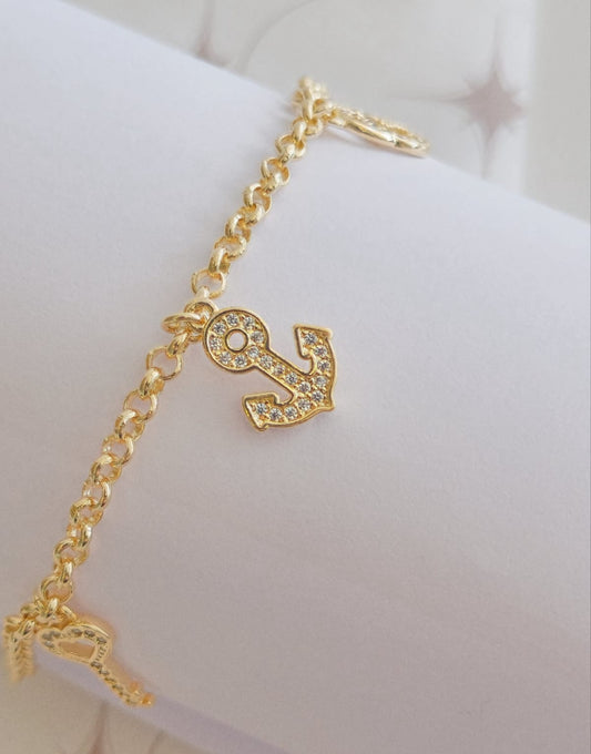 Anchor, key, and heart bracelet 2083