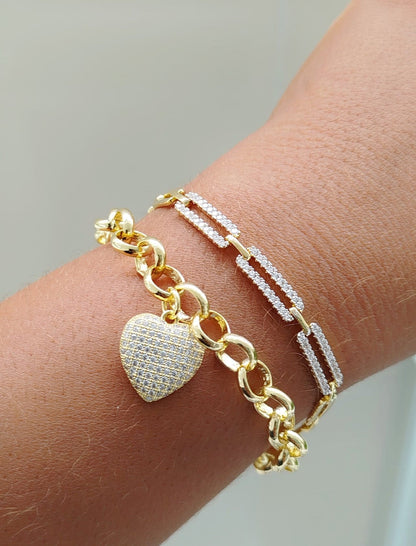 Pavé Rectangular Link Bracelet