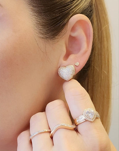 Pave Heart Stud Earrings
