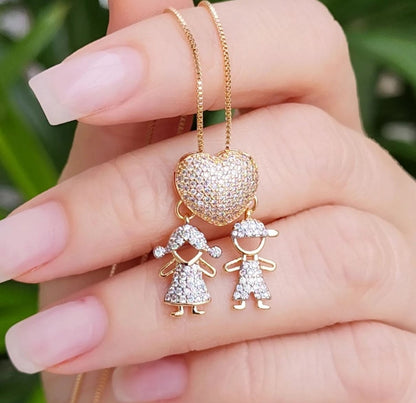 Two Little Loves Heart Necklace