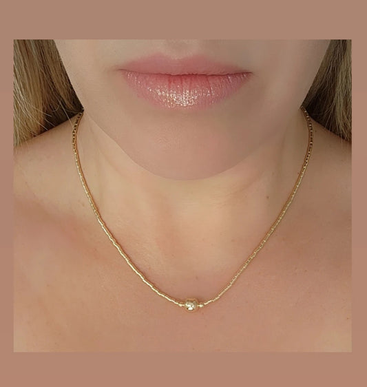 Tube Bead Necklace with Sphere 40+10cm 9461