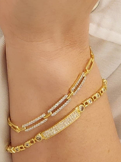 Pavé Rectangular Link Bracelet