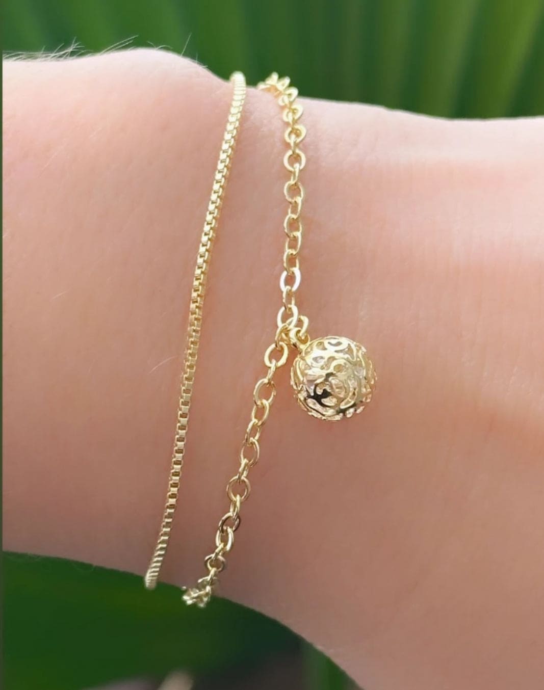 Double Bracelet with Hollow Sphere 9439