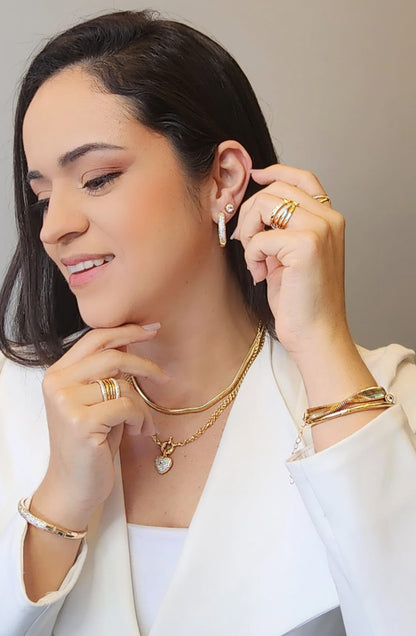 Double Portuguese Chain Heart Necklace