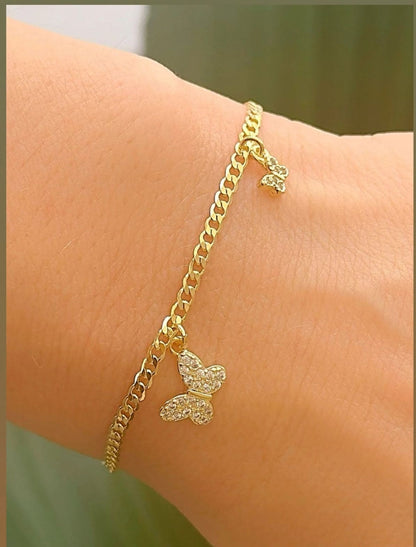 Butterfly Charm Bracelet, 6.7 In