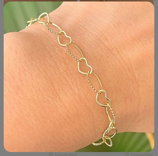 10467 Bracelet with heart and oval links