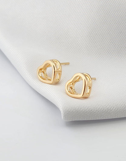 Hollow Heart Earring with Raised Base
