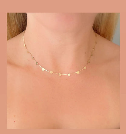 Tattoo Chain Necklace with Hearts
