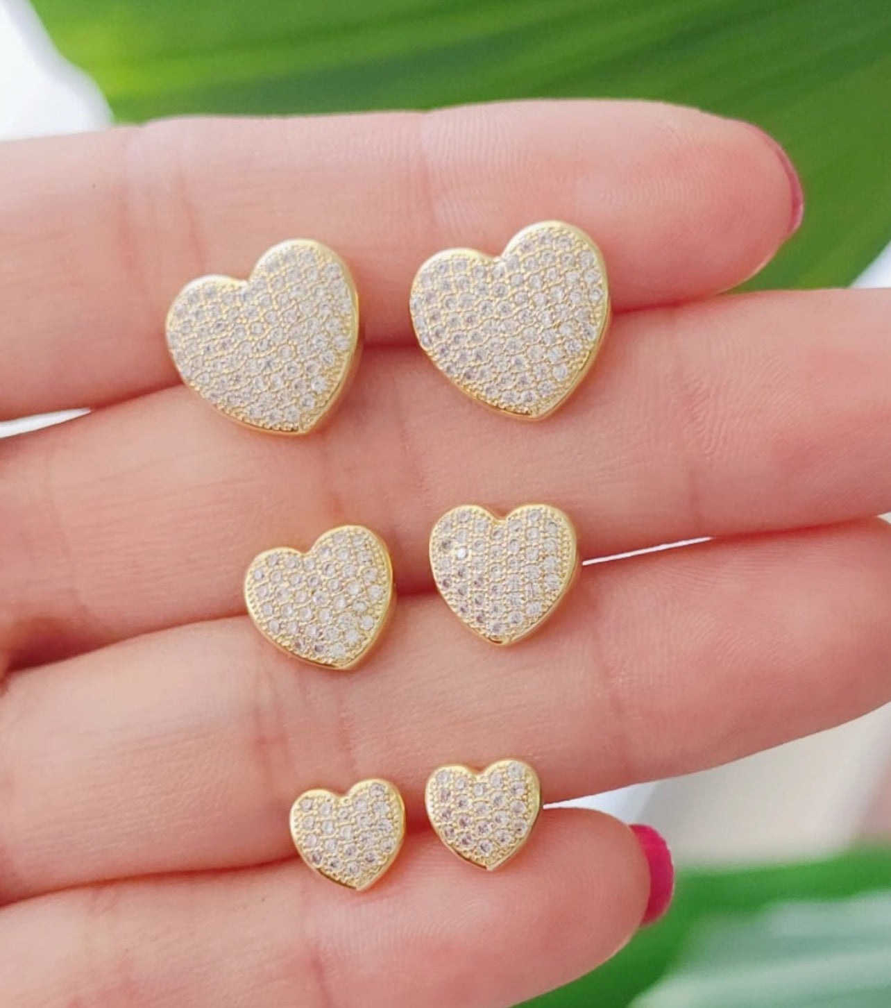 Pave heart earrings