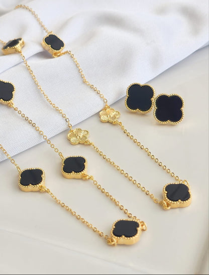 Black and Gold Flower Necklace 45+5CM