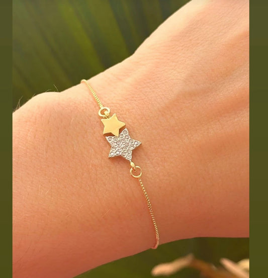 Star bracelet 1 Smooth and 1 encrusted 9276