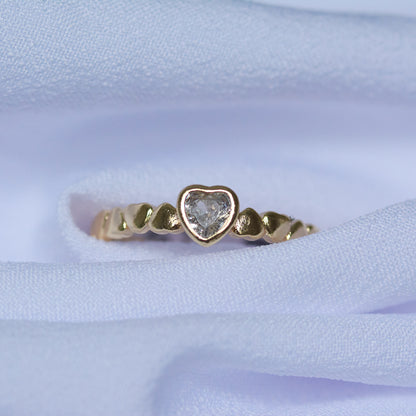 Solitaire Hearts Ring